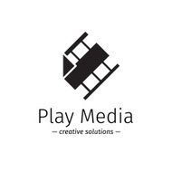 Vector film logo with play sign Media business minimalistic logotype