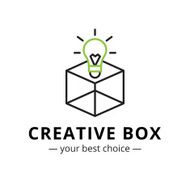 Vector minimalistic light bulb in a box logo N2