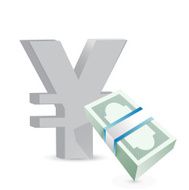 yen currency bills exchange concept illustration design over whi