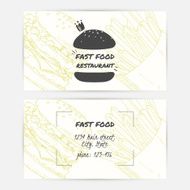 Business cards set with hand drawn fast food