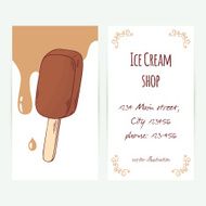 Business card template with hand drawn chocolate ice cream