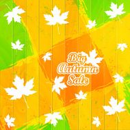 Big Autumn Sale Autumnal Maple Leaf on a wooden background