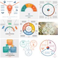 Set 9 templates Infographics cyclic processes on three positions