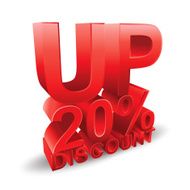 20 percent discount on white background