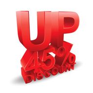 45 percent discount on white background