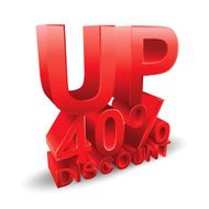 40 percent discount on white background