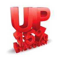 15 percent off Promotional discount on white background