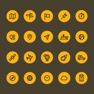 Different line style icons on color circles set