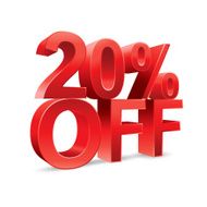 20 percent off Promotional discount on white background