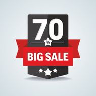 Big sale 70 percent badge with red ribbon Vector illustration