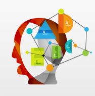 User head with geometric infographic A B C D and N2