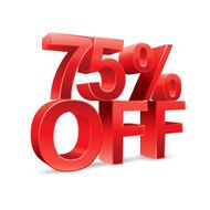 75 percent off Promotional discount on white background