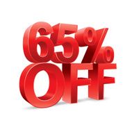 65 percent off Promotional discount on white background