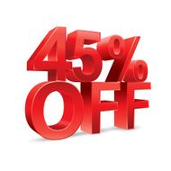 45 percent off Promotional discount on white background