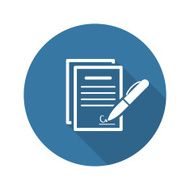 Signing Contract Icon Business Concept Flat Design