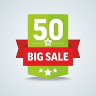 Big sale 50 percent badge with red ribbon