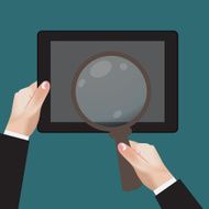 flat design hand mobile magnifying vector illustration