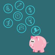 piggy bank business icons