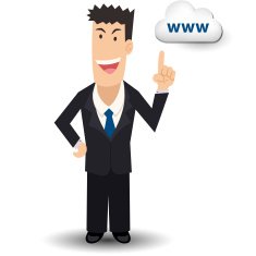 Business man and cloud computing illustration