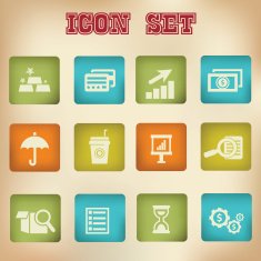 Business and finance vintage icons vector