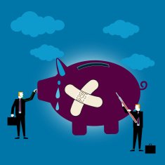 Businessman Piggy Bank Health Care