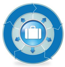 Portfolio Icon with six arrows cycle