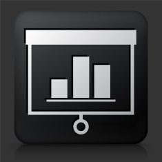 Black Square Button with Chart Icon