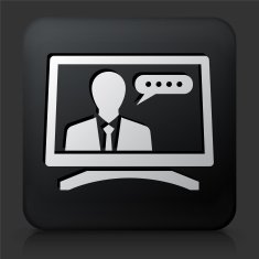 Black Square Button with Computer Communication N2