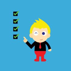 check mark man vector cartoon