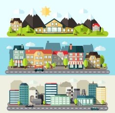 Landscape City Banner Flat