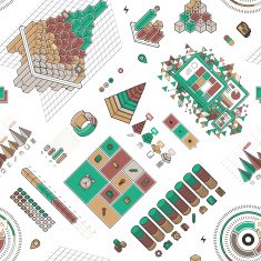 Flat UI Infographic Seamless Pattern