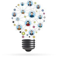People network light bulb illustrations made of icons