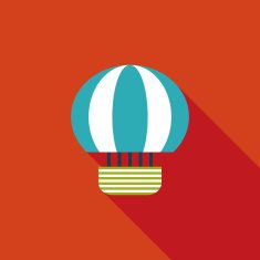 Hot Air Balloon flat icon with long shadow N2