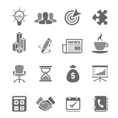Set of gray business vector icons