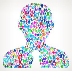 Businessman on vector family pattern Background