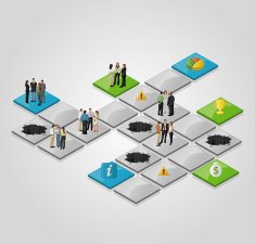Vector image of board game with business people