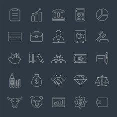 Business and Finance - Thin Line Inverted Icon Set