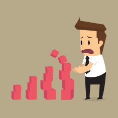 businessman create graphs fall down bankrupt