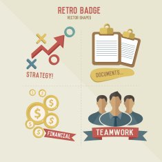 Retro strategy marketing business icons vector