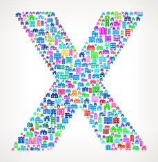 Letter X On House and Real Estate Icon Pattern