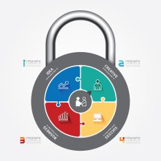 infographic Template with lock jigsaw banner concept vector