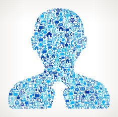 Businessman on vector technology pattern Background
