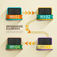 retro flow chart infographics