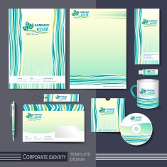 corporate identity template with green and blue elements