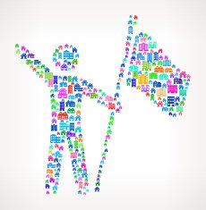 Person Holding Flag Real Estate interface icon Pattern