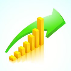 Rising Business Charts With Arrow