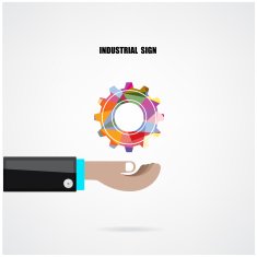 Geometric Gears Infographics Number Options Banner background