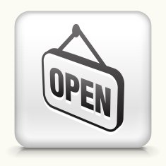 Square Button with Open Sign