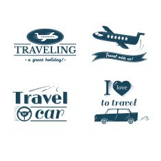Travel logo and label set typography design