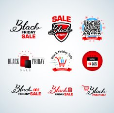 Black Friday Calligraphic Design Templates set Retro Style Elements
